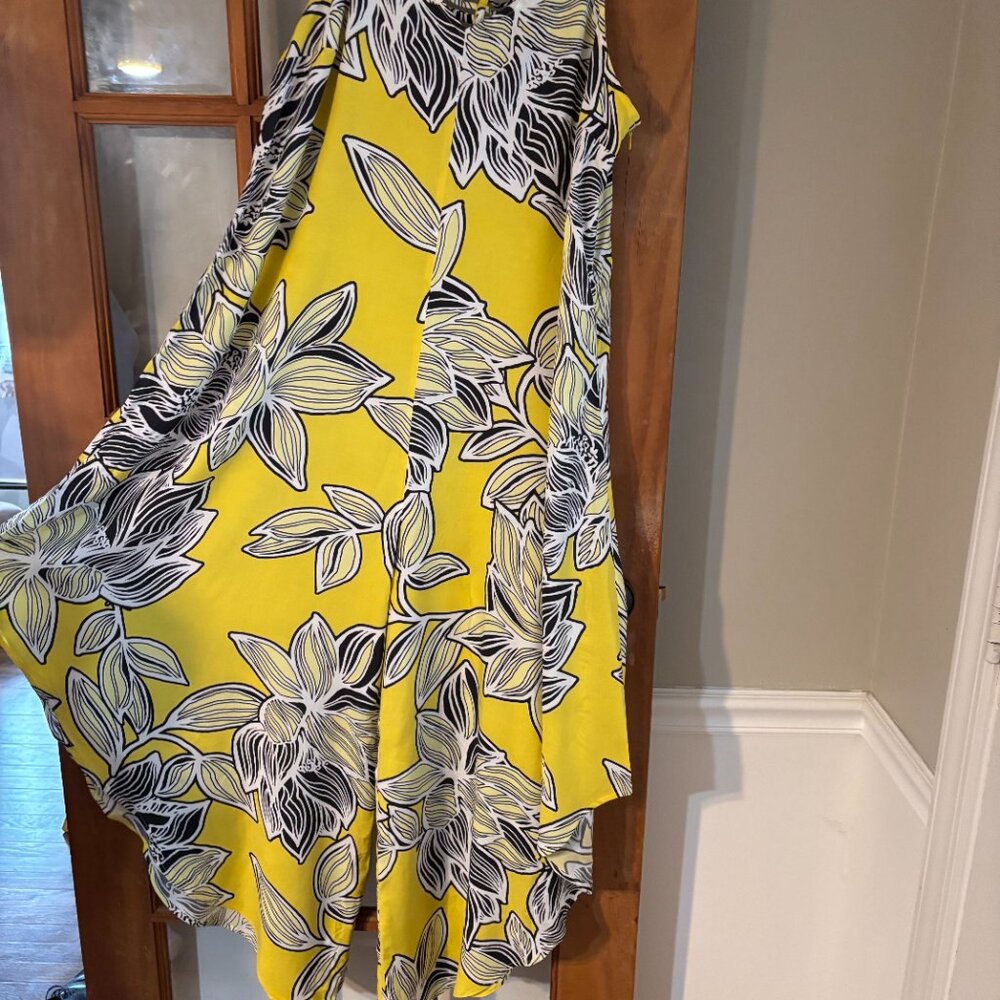 MSK Cropped Floral-Print Jumpsuit SZ: Large Yellow/White Floral - Picture 7 of 15
